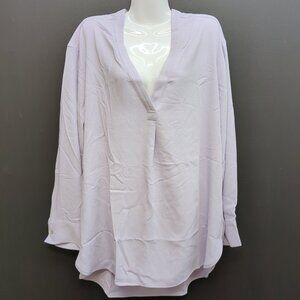 Calvin Klein Women's Relaxed V Neck Blouse Large Purple